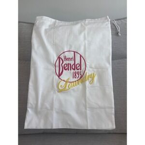 Henri Bendel 1895 Laundry Bag White Drawstring Pouch Travel Organizer‎